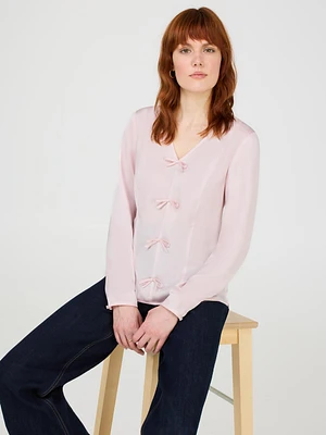 Bow-Detail Satin Blouse