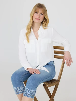 Blouse boutonnée avec boucle sur le devant