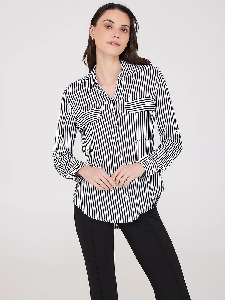 Striped Button-Up Blouse