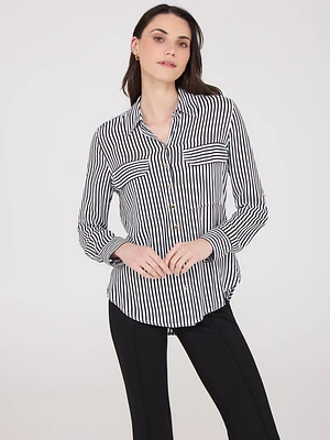 Striped Button-Up Blouse