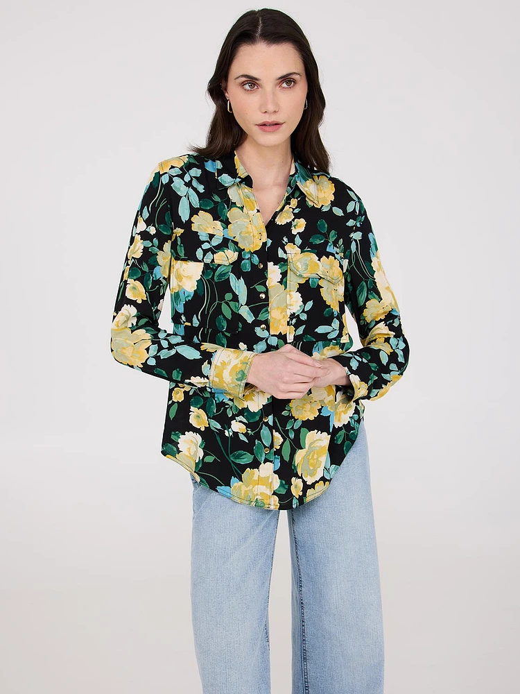 Floral Button-Up Blouse