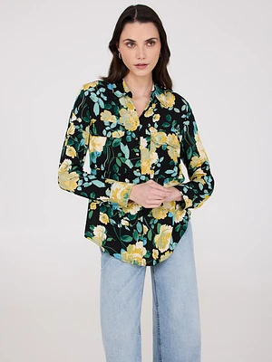 Blouse boutonnée à imprimé floral
