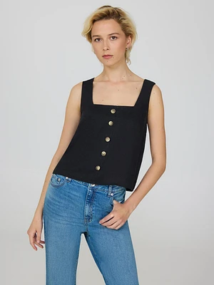 Square Neck Linen Tank Top