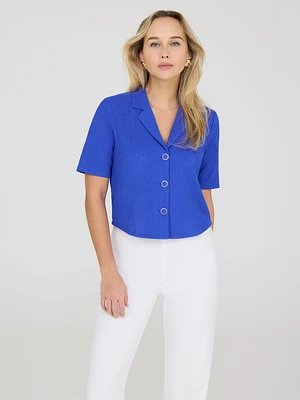Textured Short Sleeve Blouse