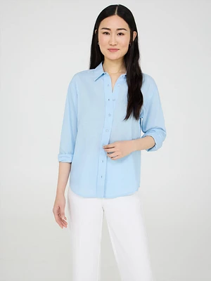 Blouse en mélange de lin boutonnée sur le devant