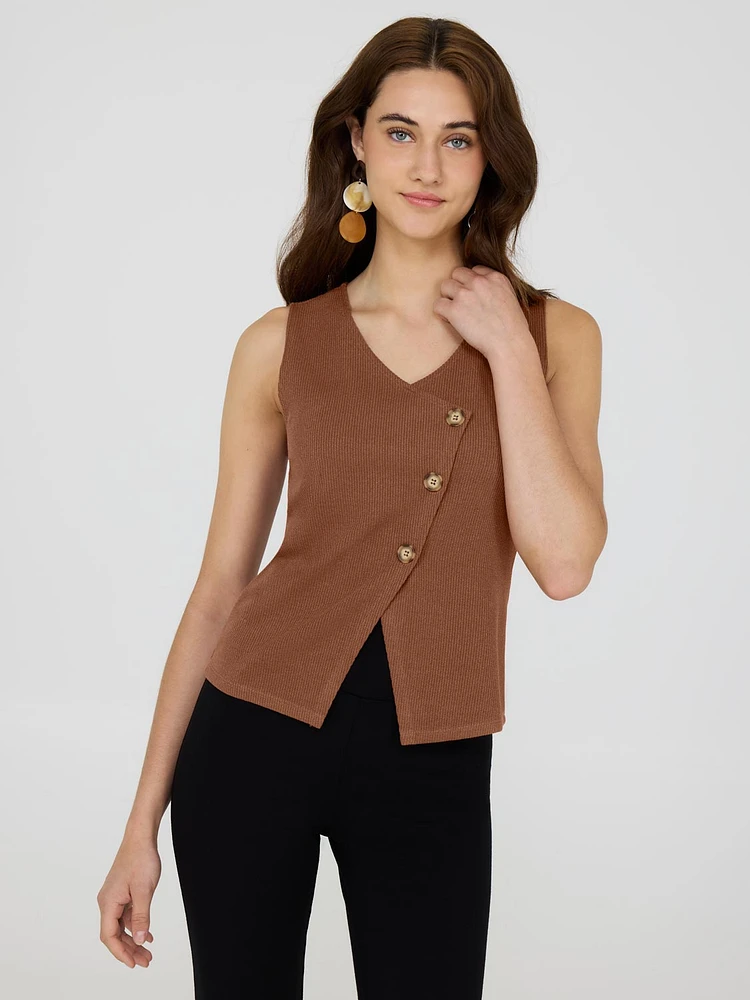 Veste asymétrique boutonnée sur le devant