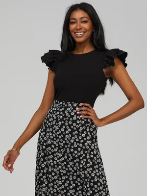 Ruffle Cap Sleeve Bodysuit, /