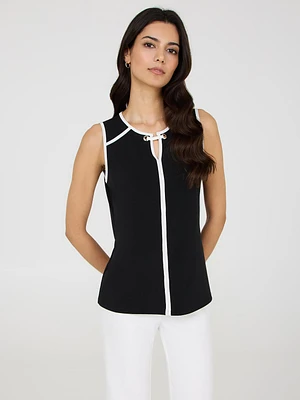 Contrast Piping Sleeveless Top