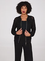 Lace Embroidered Bomber Jacket