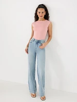 Double Layer Boat Neck Sleeveless Top