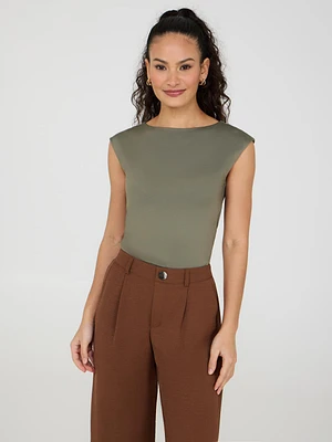Double Layer Boat Neck Sleeveless Top