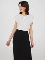 Dot Print Pleated Top With Bar Detail