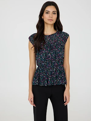 Haut en maille avec imprimé à pois et encolure effet illusion