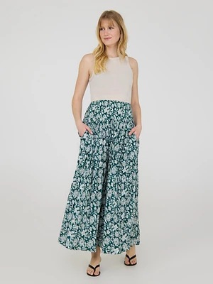Pantalon palazzo à motif floral