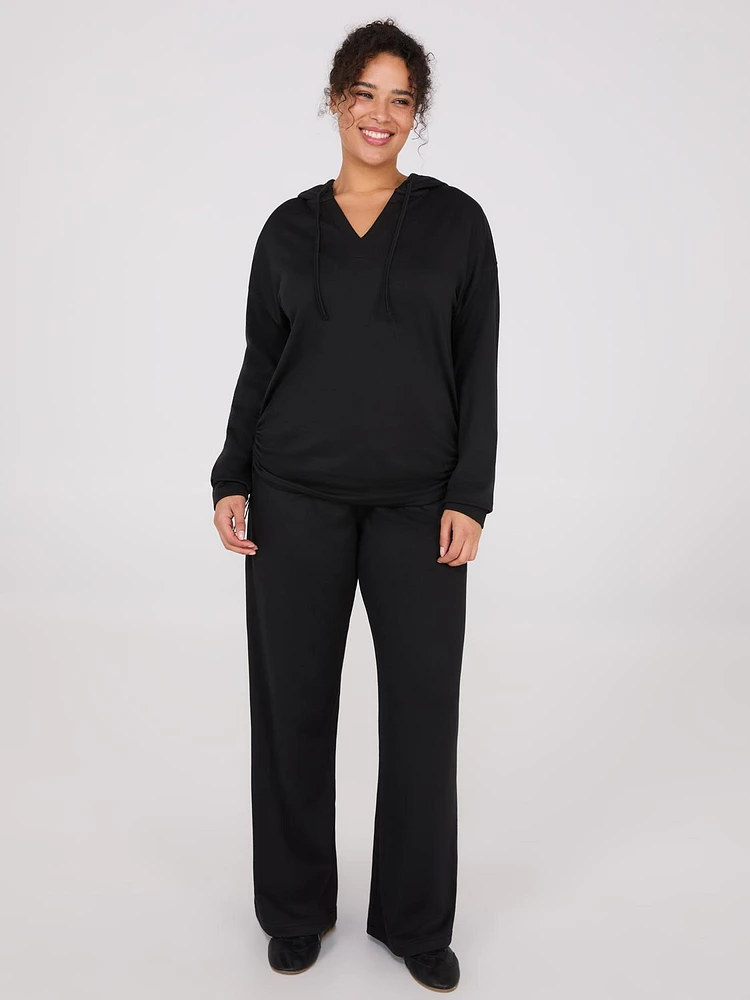 Lightweight Fleece Wide-Leg Pants