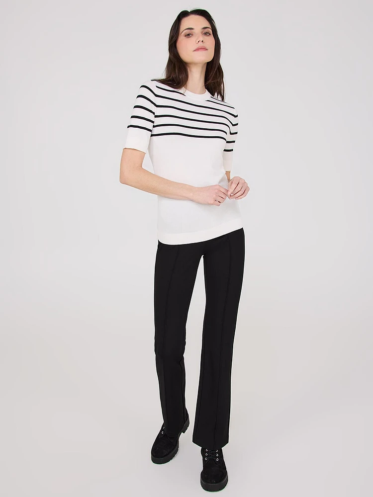 Pintuck Front Flare Leg Pants