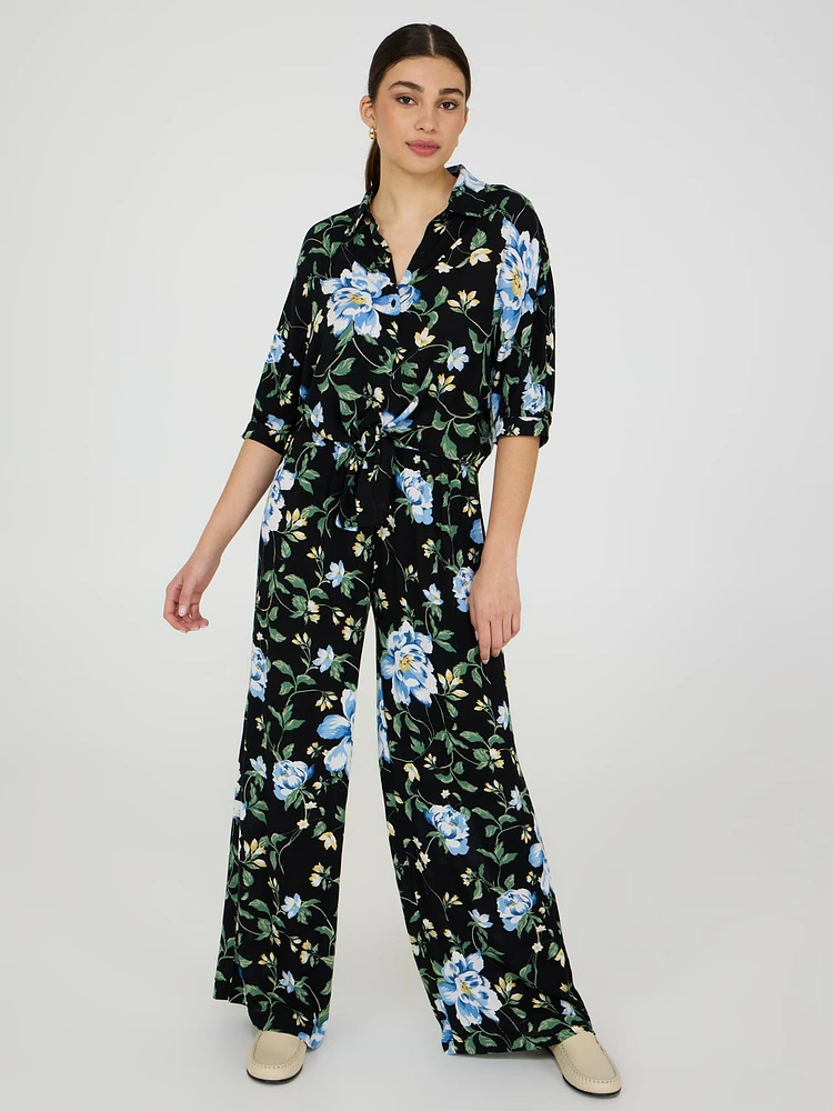 Floral Print Wide-Leg Palazzo Pants