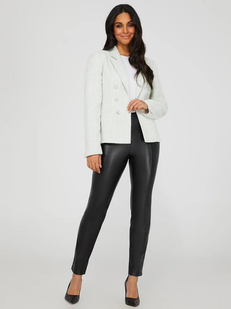 Yours seam front faux leather leggings in black