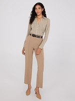 Belted Front Pintuck Pants