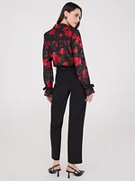 Pantalon droit à taille mi-haute