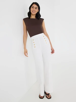 Pantalon à jambe large et taille haute