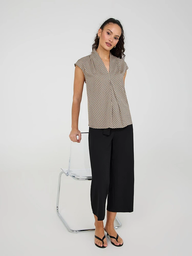 Crepe Gaucho Pants With Sash