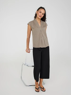 Crepe Gaucho Pants With Sash
