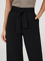 Pantalon gaucho en crêpe avec ceinture