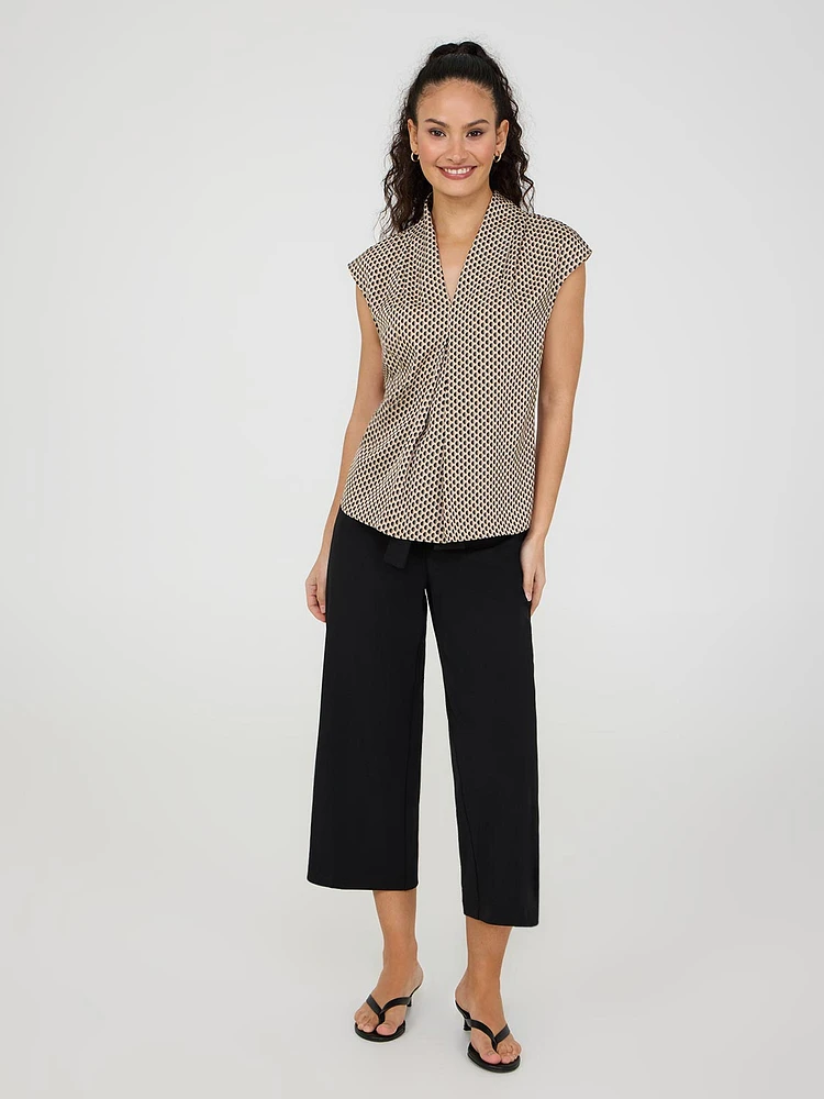 Pantalon gaucho en crêpe avec ceinture
