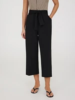Pantalon gaucho en crêpe avec ceinture