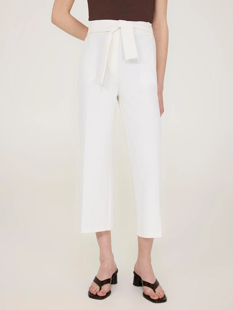Pantalon gaucho en crêpe avec ceinture