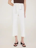 Pantalon gaucho en crêpe avec ceinture