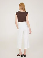 Pantalon gaucho en crêpe avec ceinture
