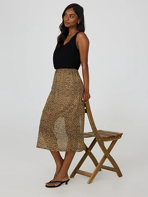 Leopard Print Midi Skirt