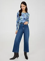 Cropped Wide-Leg Belted Jeans