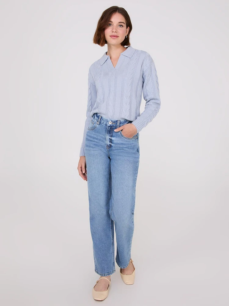 Mid-Rise Straight Leg Jeans