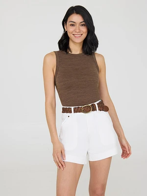 Short décontracté avec ceinture