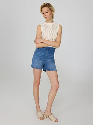 High-Rise Denim Shorts