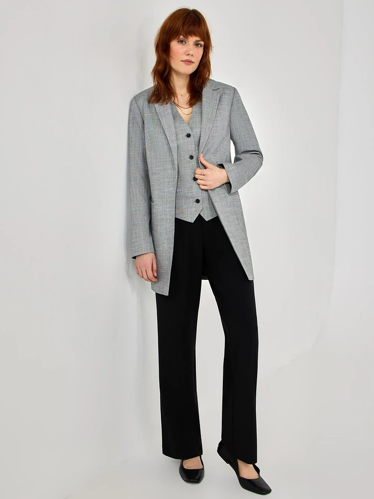 Open-Front Long Blazer