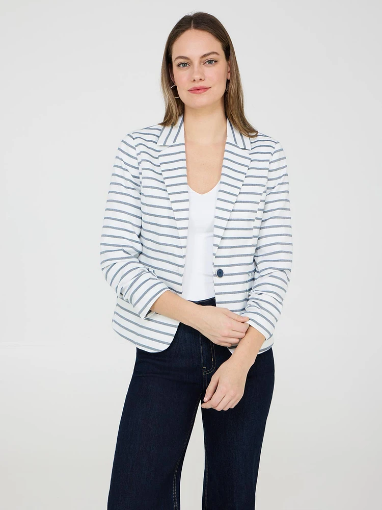 1-Button Striped Blazer