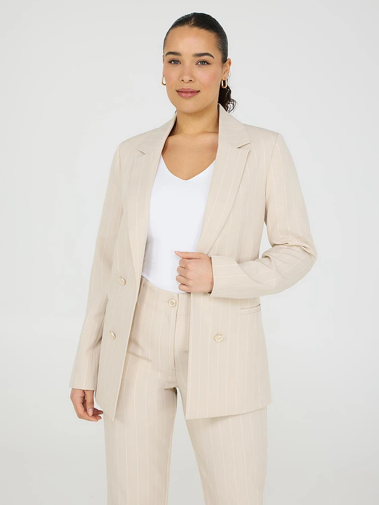 Striped Open Front Blazer