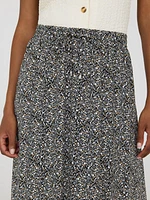 Floral Print Flounce Midi Skirt