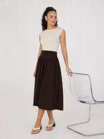 Midi Skirt With Smocked Waistband