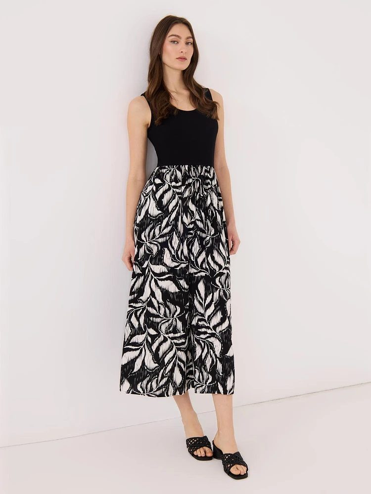 Robe mi-longue à encolure dégagée avec jupe imprimé ombr