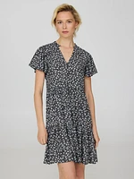 Floral Print Flutter Sleeve Mini Dress