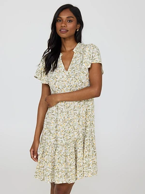 Floral Flutter Sleeve Mini Dress