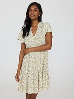 Floral Flutter Sleeve Mini Dress