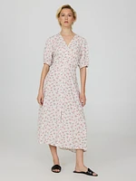 Floral Puff Sleeve Midi Dress
