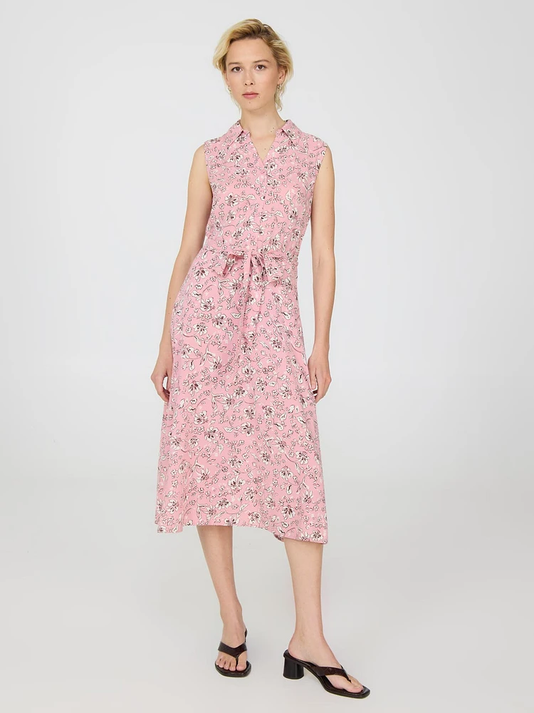 Sleeveless Floral Print Midi Dress
