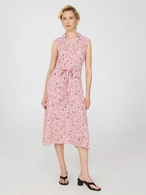 Sleeveless Floral Print Midi Dress